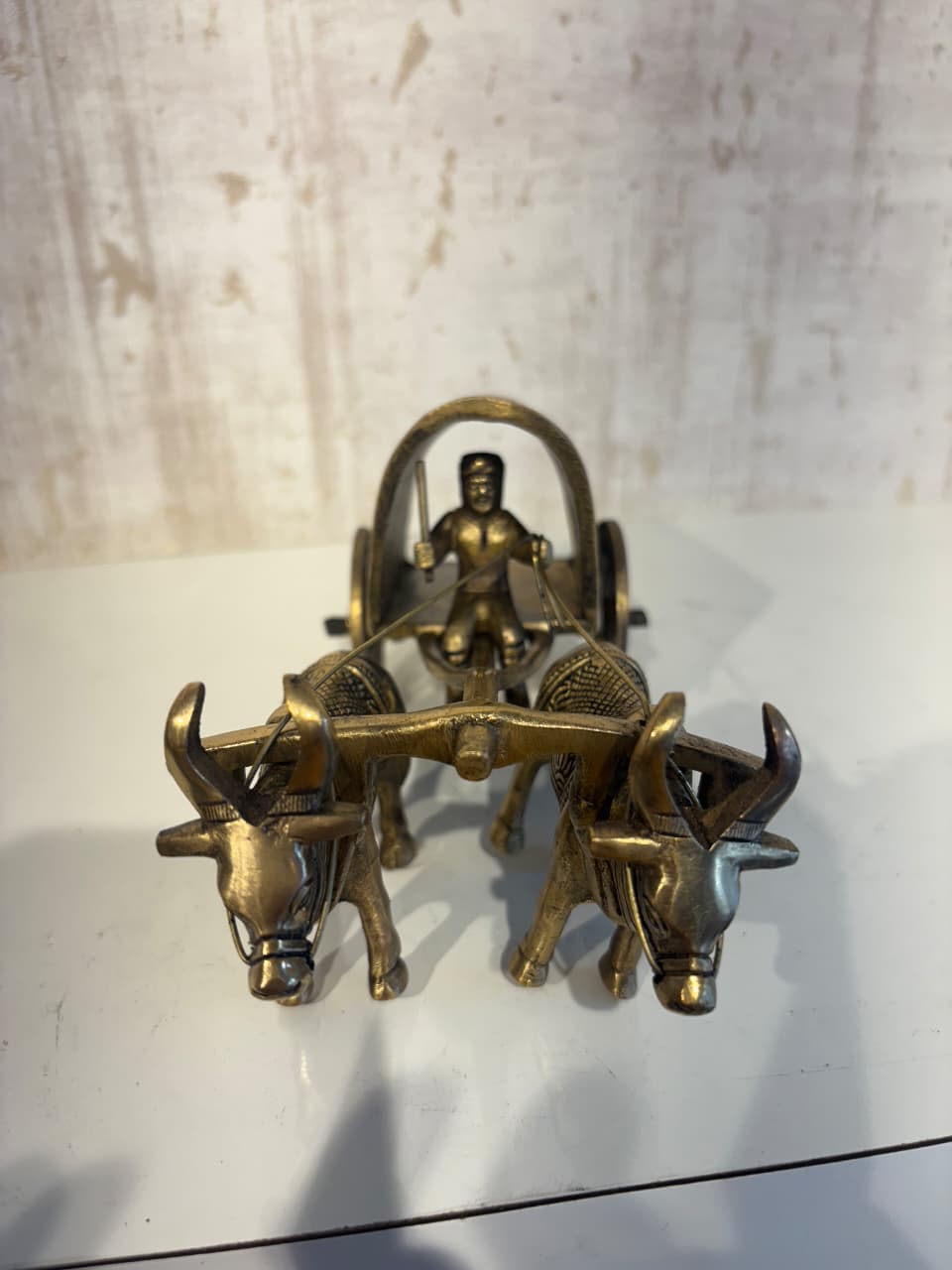 Brass Bullock Cart Figurine with Covered Canopy | Traditional Home Decor Showpiece