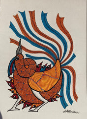 Colorful Tribal Bird Wall Art – Gond Style Painting   Paintings