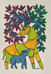 Tribal Deer Wall Art – Gond Style Painting   Paintings