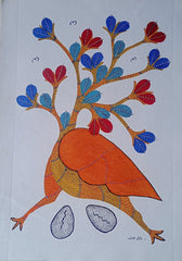 The Nesting Bird-Tree and Sacred Eggs - Gond Painting   Paintings
