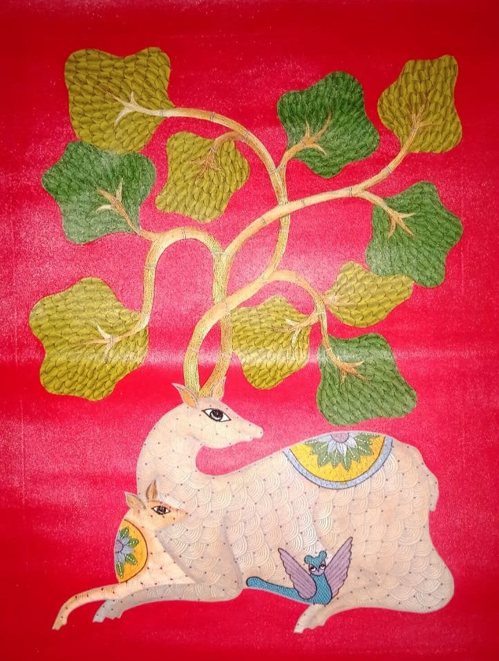 Sacred Deer with Tree Antlers - Gond Painting   Paintings