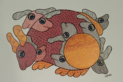 The Interconnected Herd - Gond Painting   Paintings