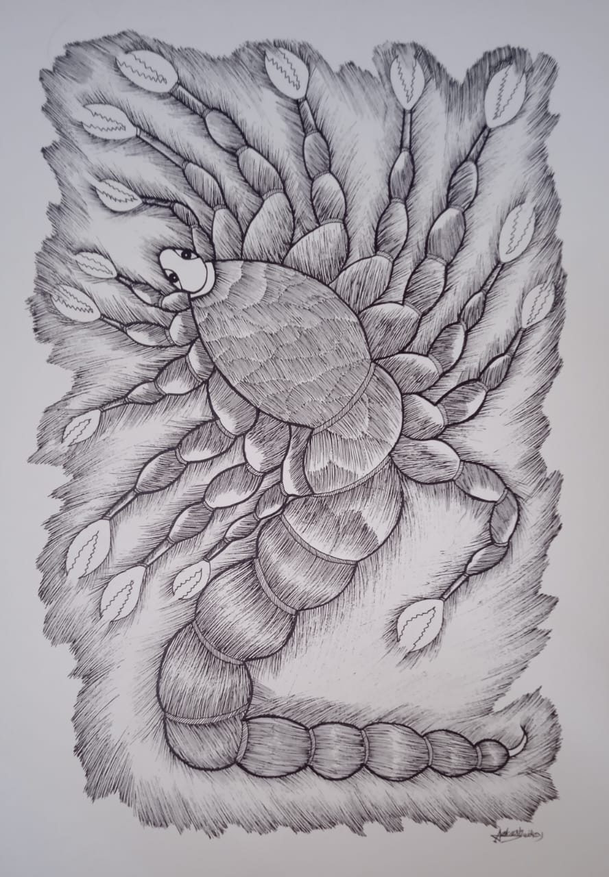 Handmade Scorpion Gond Painting   Paintings