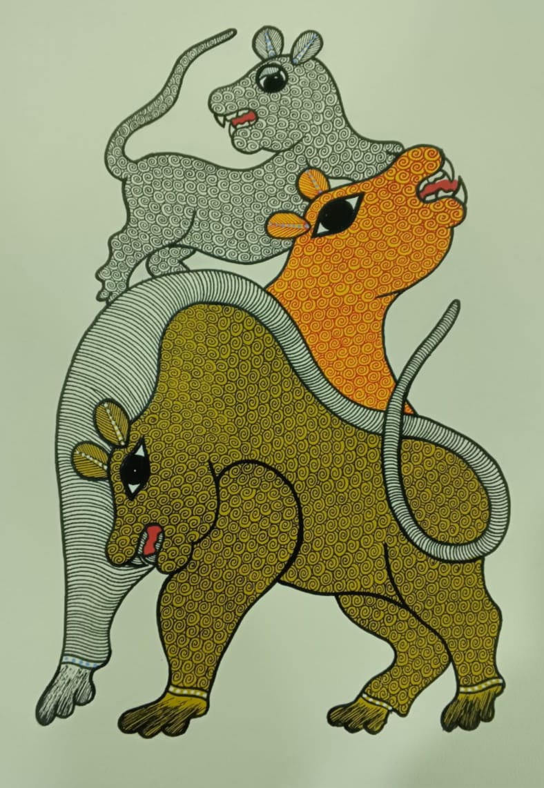 Mythical Creature Gond Painting   Paintings