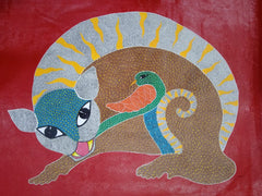 Tiger, Bird & Forest Spirits – Hand-Painted Gond Painting   Paintings