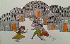 Village Ritual Dance – Hand-Painted Gond Painting   Paintings