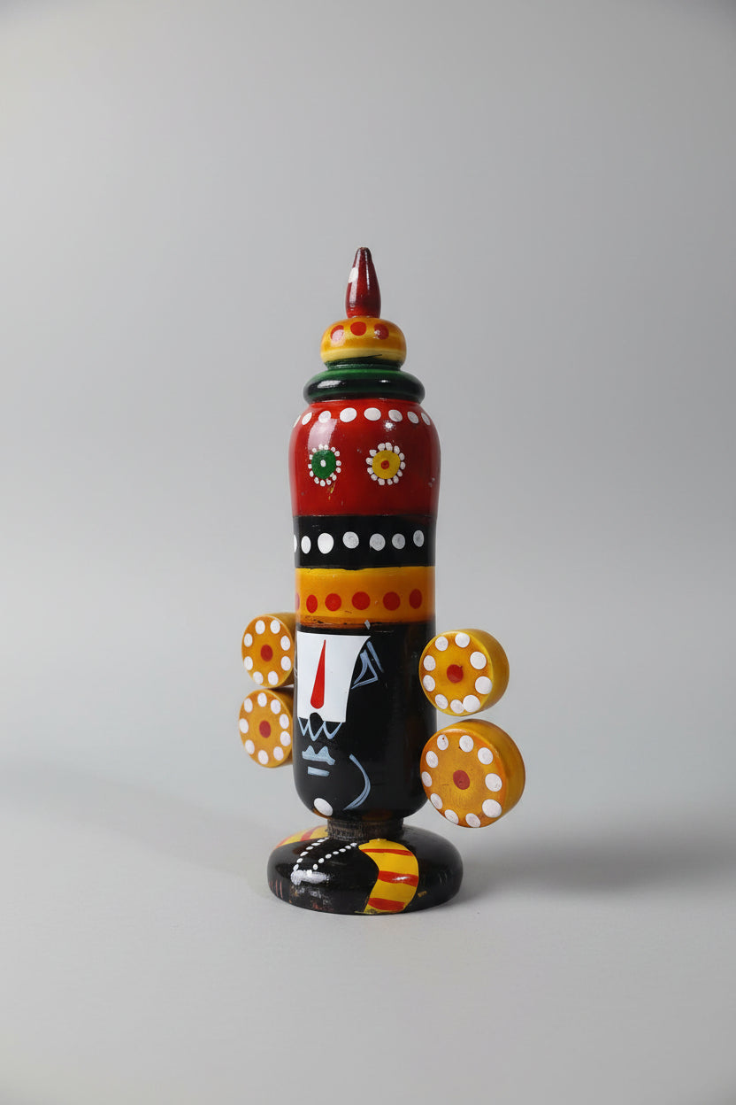 Majestic Etikoppaka Balaji Idol – Handcrafted Wooden Folk Art of Tirumala Tradition   Etikoppaka Lacquerware
