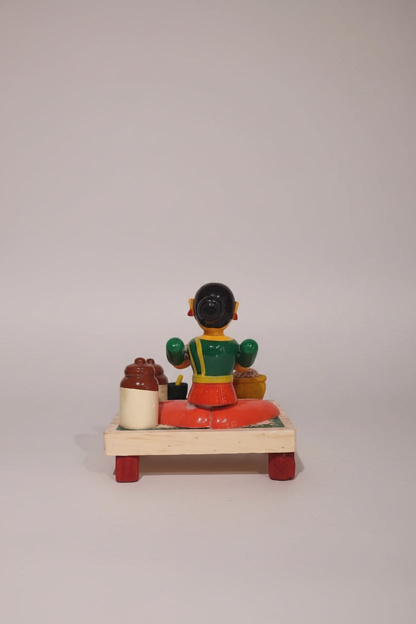Etikoppaka Vegetable Prep Woman Miniature Art Set   Etikoppaka Lacquerware