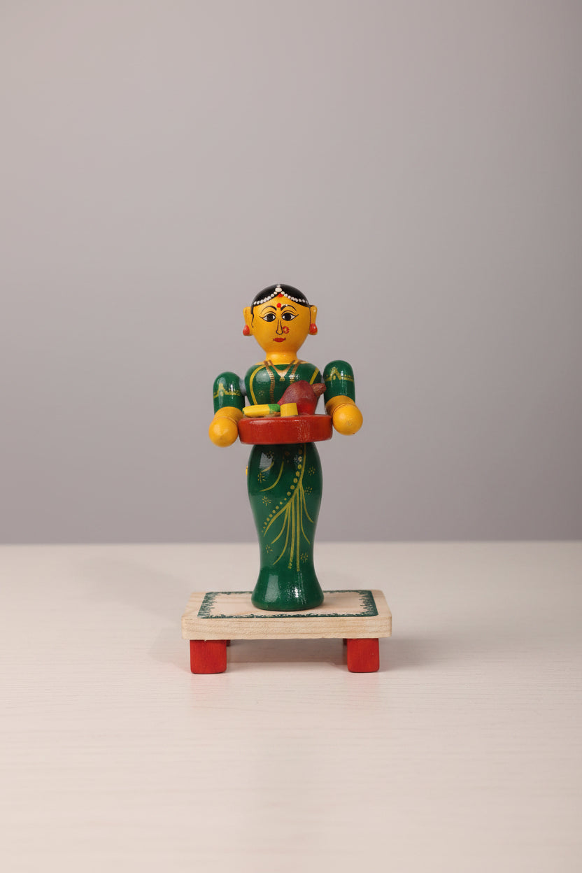 Woman with Offering Tray Etikoppaka Art   Etikoppaka Lacquerware