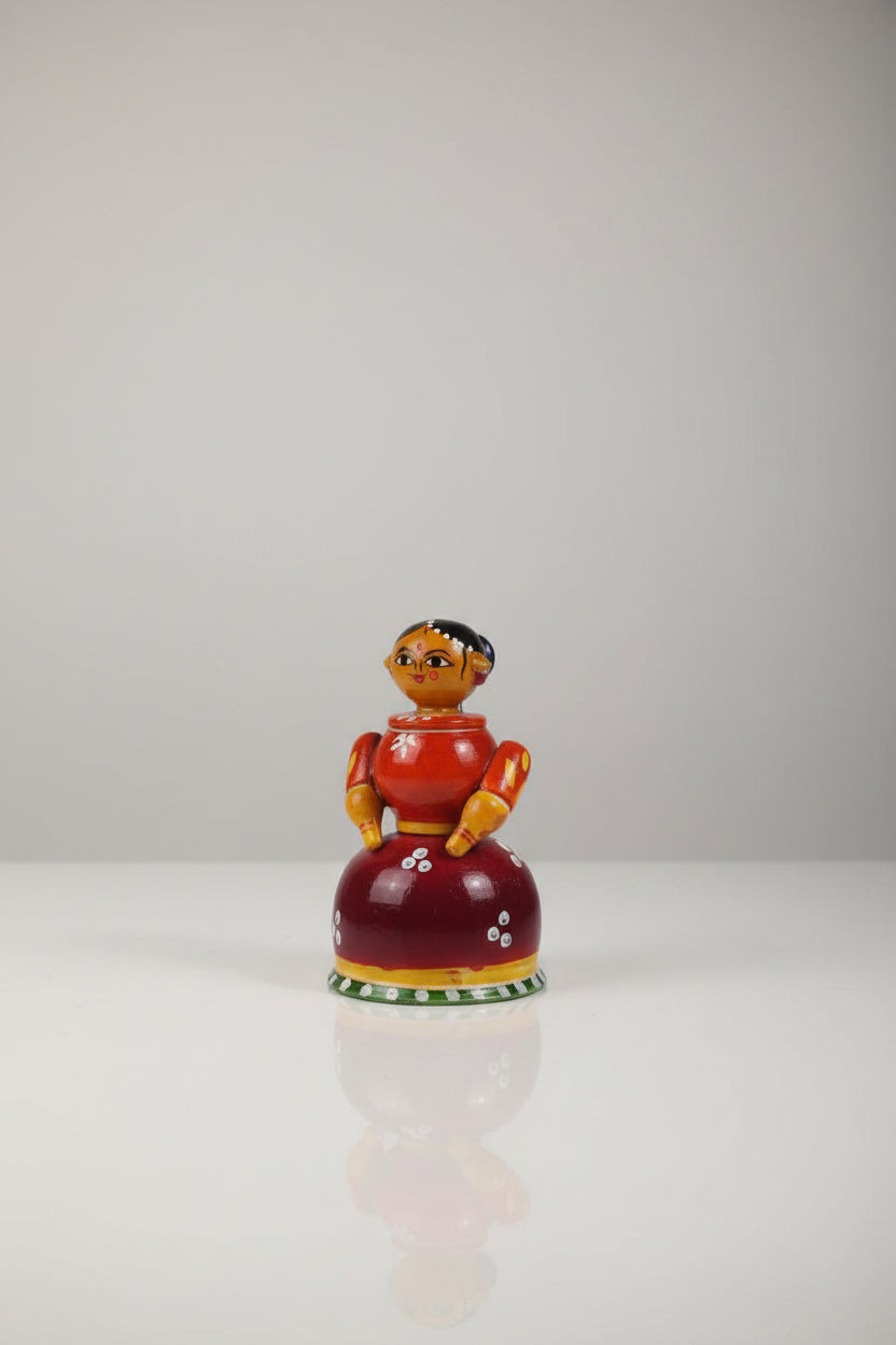 Etikoppaka Wooden Women Box – Handcrafted Traditional Lacquer Toy Storage   Etikoppaka Lacquerware