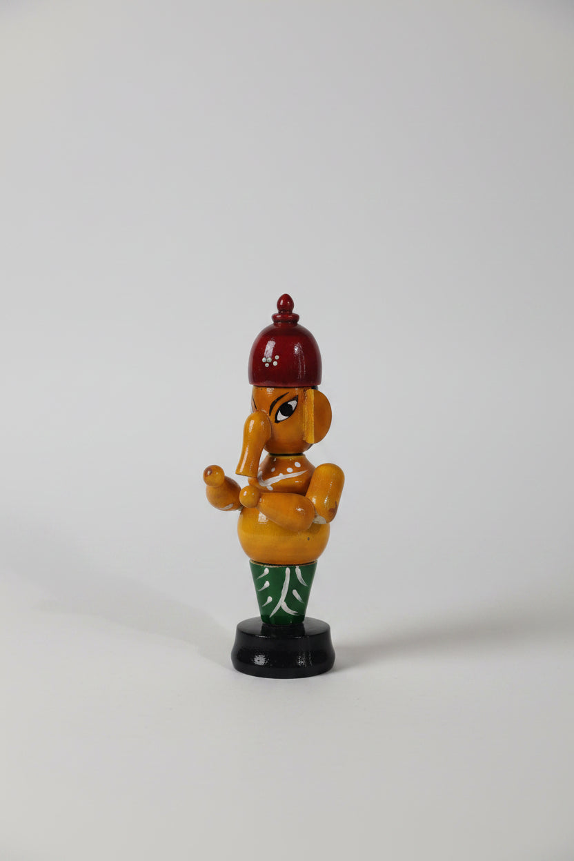 Handcrafted Wooden Ganesha Idol - Traditional Indian Home Decor   Etikoppaka Lacquerware