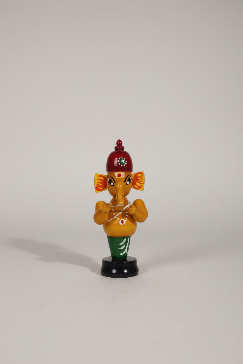 Handcrafted Wooden Ganesha Idol - Traditional Indian Home Decor   Etikoppaka Lacquerware