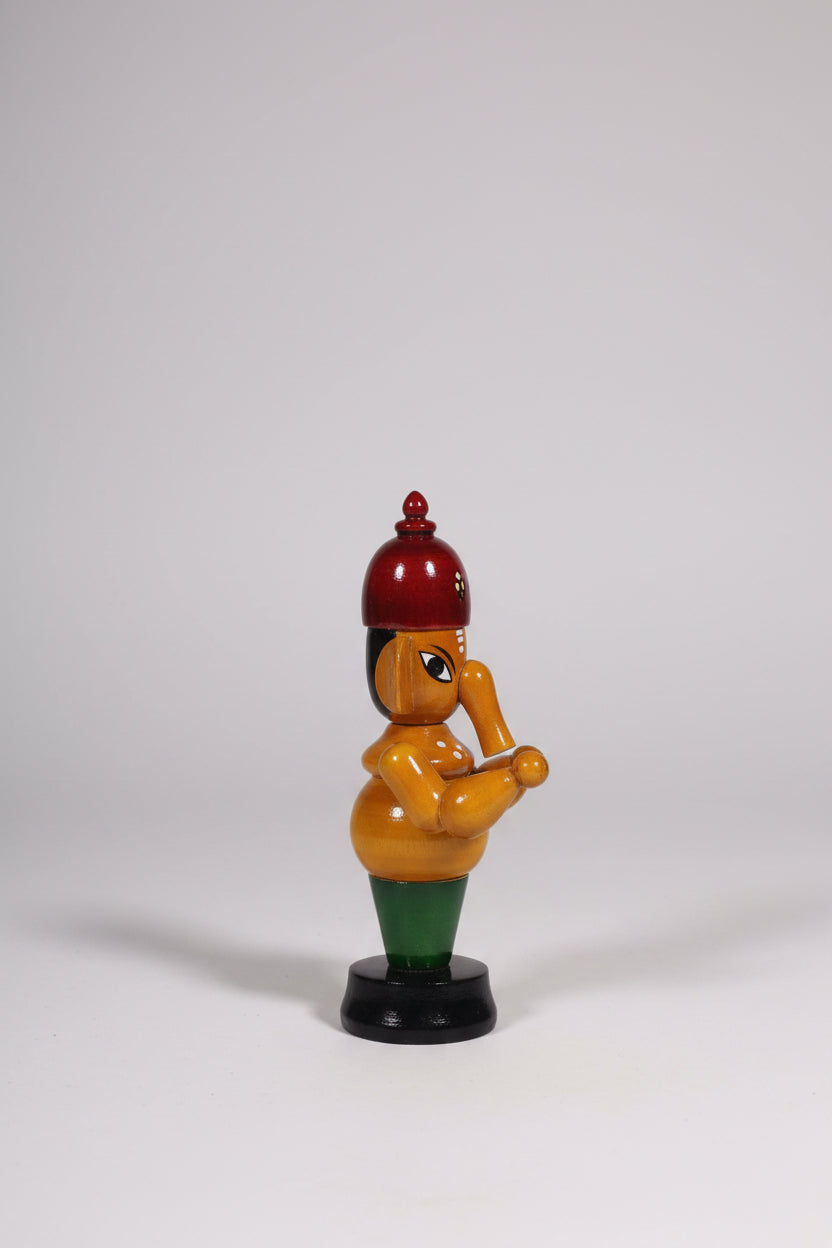 Handcrafted Wooden Ganesha Idol - Traditional Indian Home Decor   Etikoppaka Lacquerware