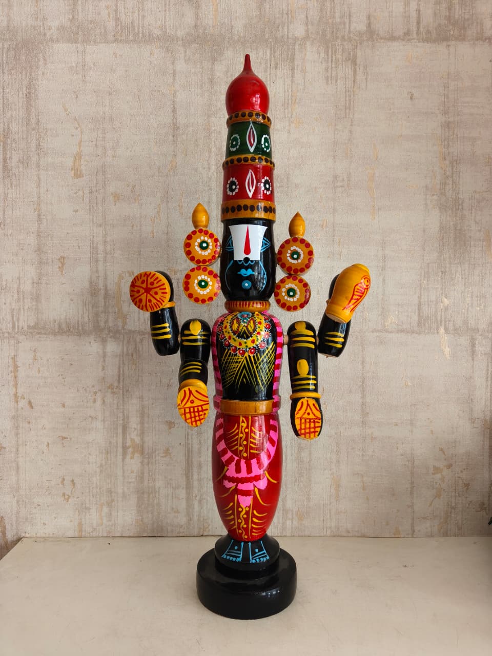 Divine Radiance of Lord Balaji Etikoppaka Wooden Idol Lacquerware   Etikoppaka Lacquerware