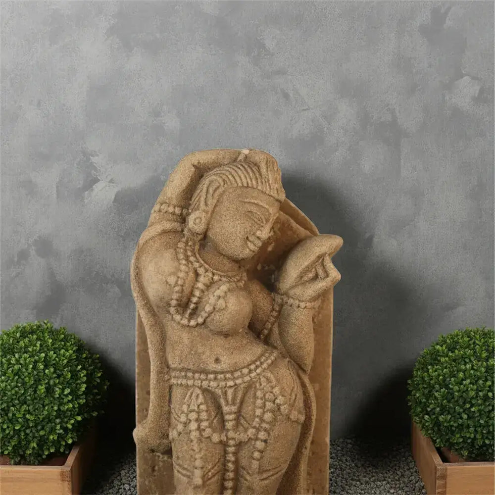 A Lady Adorning Herself with a Mirror   Sand Stone