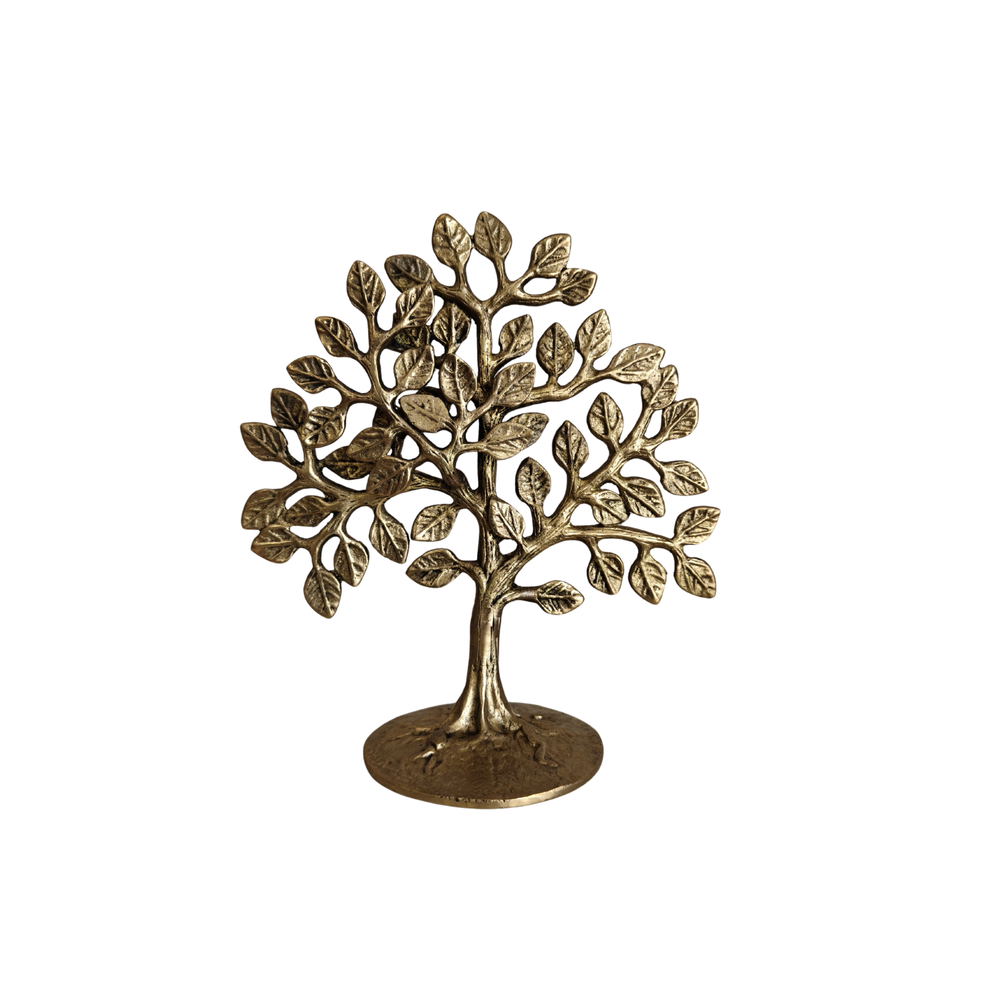 Handcrafted Kalpavriksha Brass Showpiece, a decorative tabletop sculpture.
