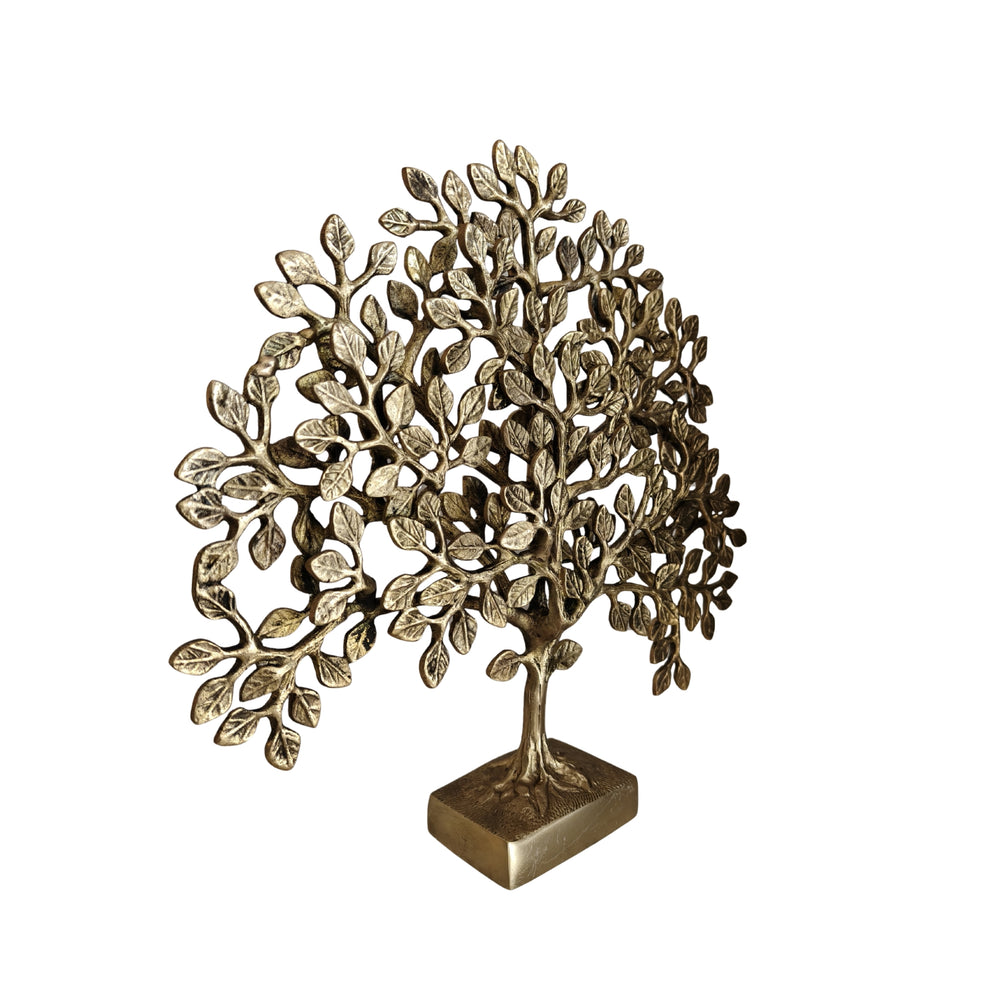 Antique brass Kalpavrisham sculpture, gold tabletop art by Krafteria.