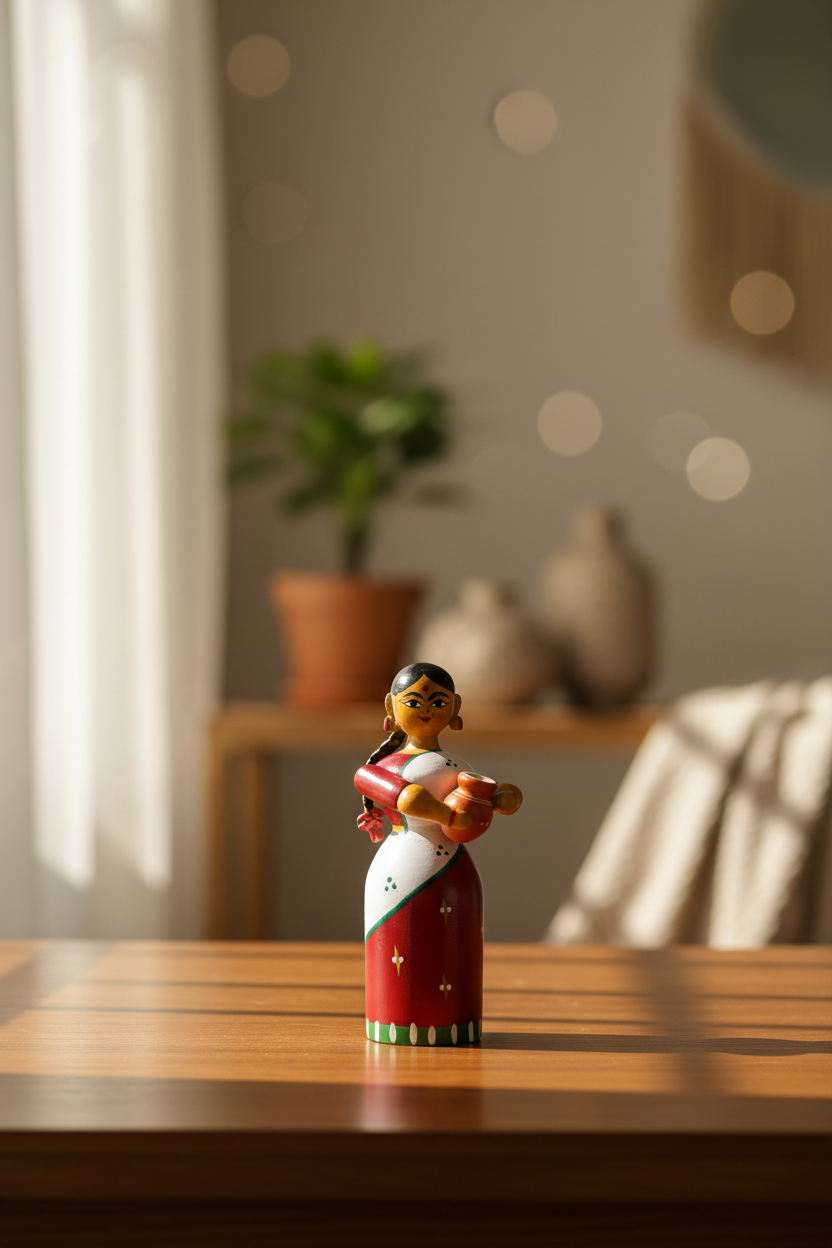 Traditional Etikoppaka Wooden Doll for Home Decor And Gifts   Handmade Wooden Dolls