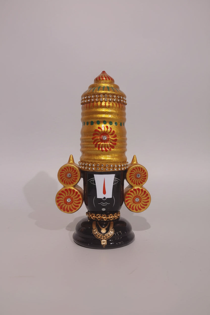 Lord Venkateswara Wooden Idol, also known as Balaji, for Pooja decor.