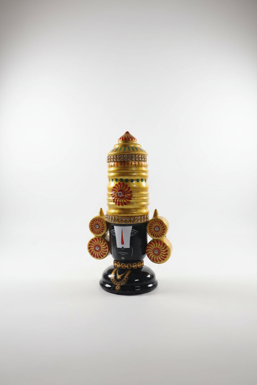 Lord Venkateswara Wooden Idol, Etikoppaka Balaji Pooja decor statue.