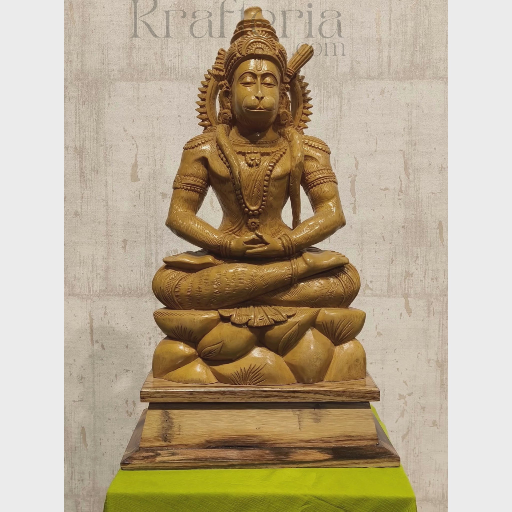 Lord Hanuman Wooden Statue – Traditional Art with Rosewood Base