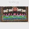 Traditional Shrinathji Pichwai Painting - Lord Krishna with Cows and Lotus Pond