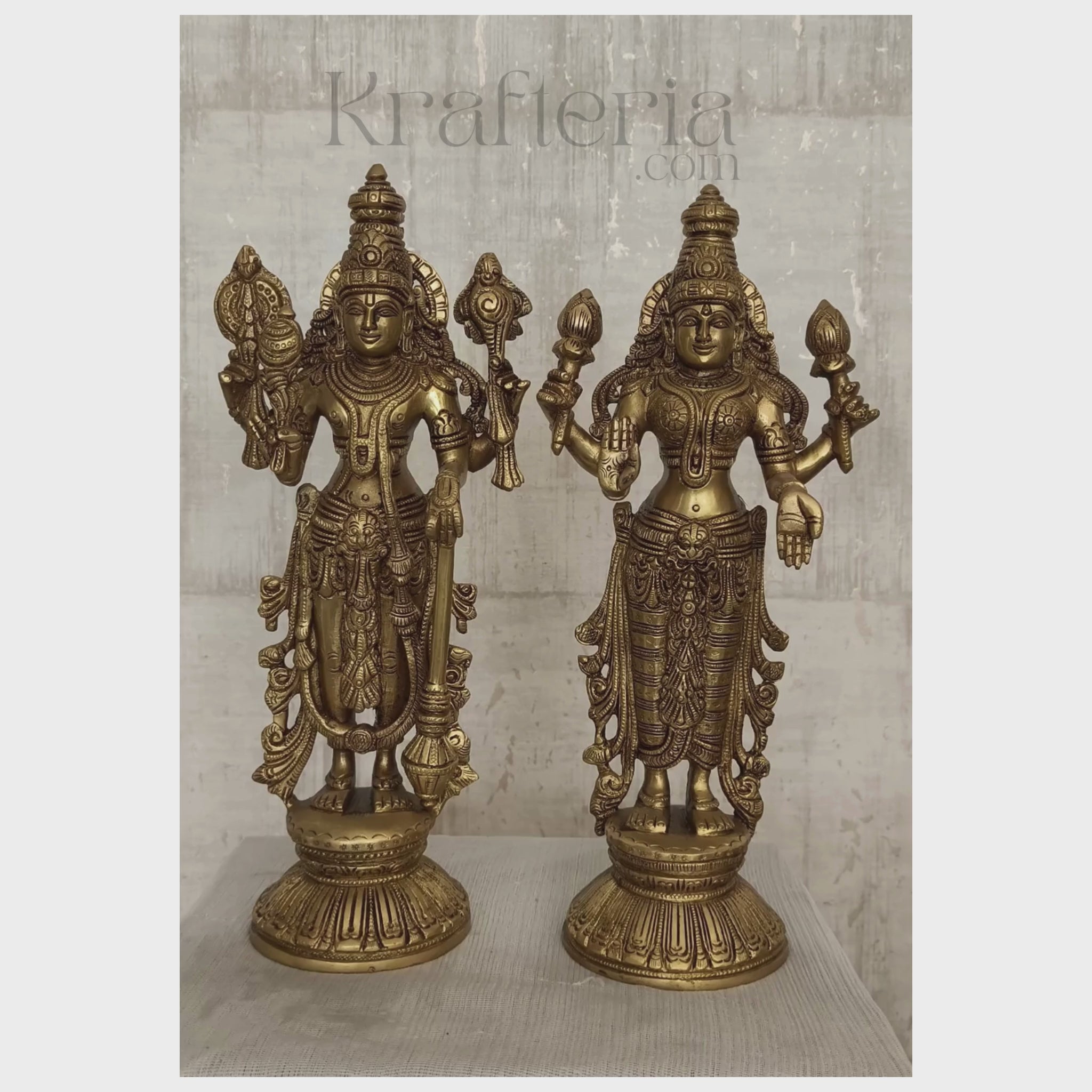 Divine Brass Vishnu Lakshmi Idols Set – Traditional South Indian Handcrafted Art