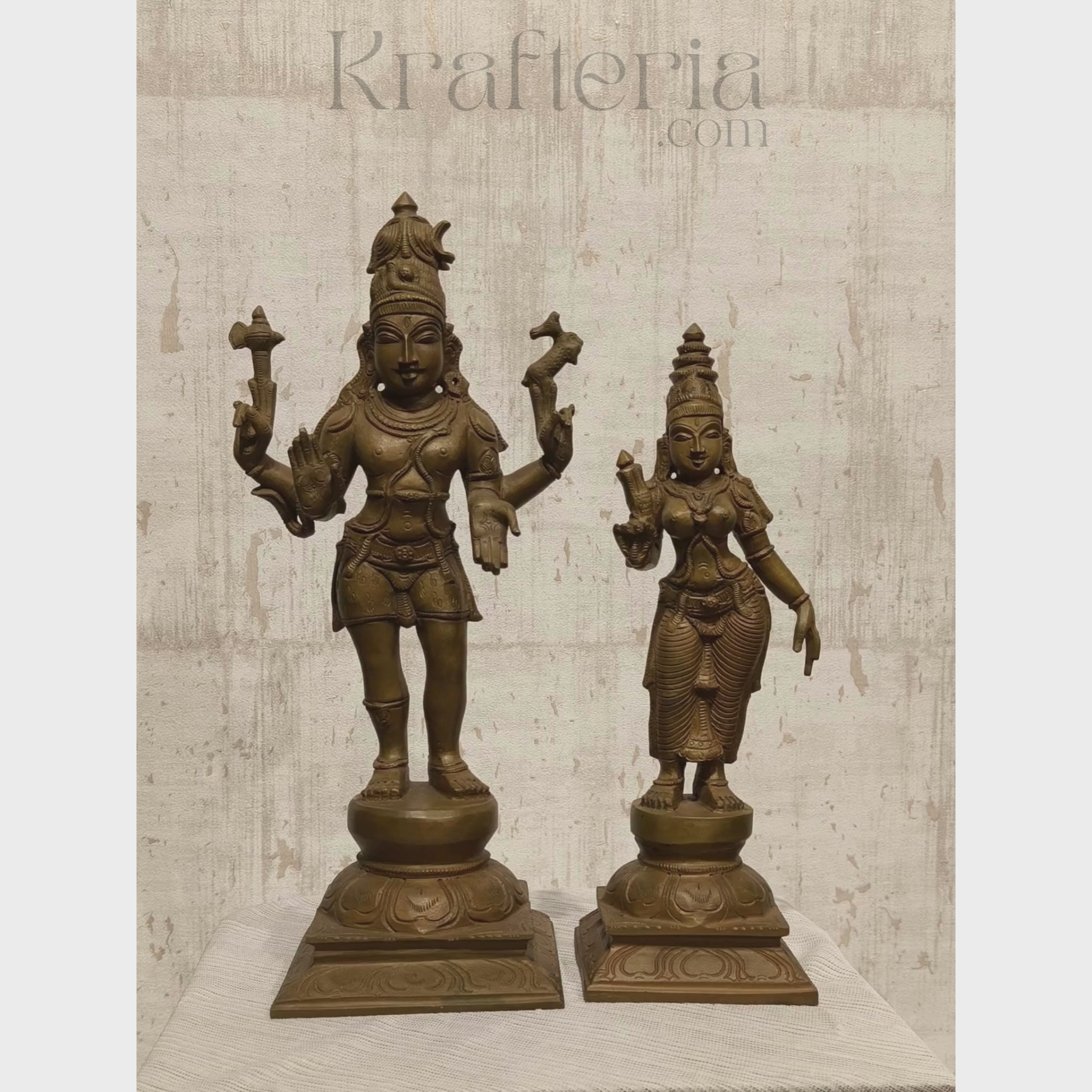 Panchaloha Parvathi & Shiva Idol Antique Finish
