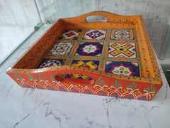 Hand Made Tray Multi Color Pottery Pattern