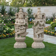 Bhakti and Beauty: The Grace of Radha Krishna   Sand Stone